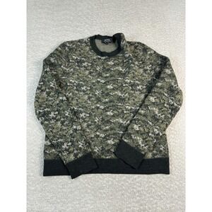 A.P.C. Sweater Womens Medium Green Camo‎ 100% Virgin Wool Crewneck Knit Pullover